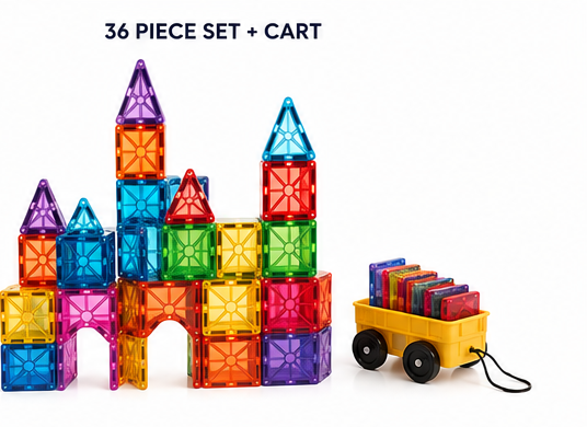 36 Pcs + 1 Cart Magnetic TIle play Toy