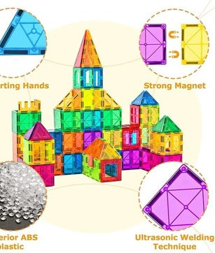18 Pcs + 1 Cart Magnetic Tile Play Set